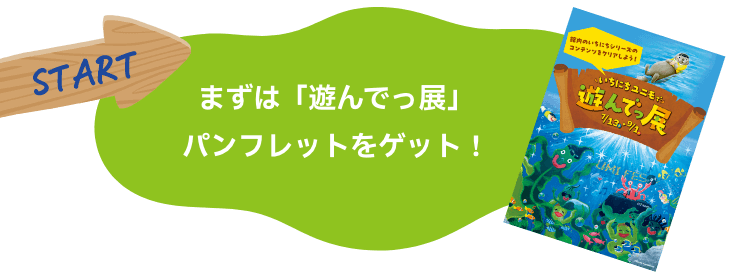 START まずは「遊んでっ展」パンフレットをゲット！