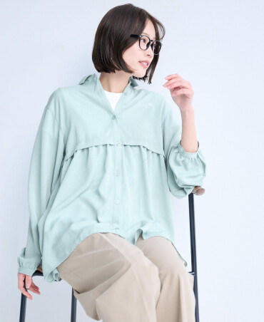 【 バックシャーリング シャツブラウス 】