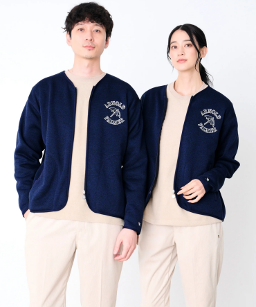 【 ニットフリース シェア ジップカーディガン 】