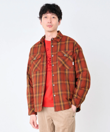 【 ネルチェック 中わた入り シャツジャケット 】
