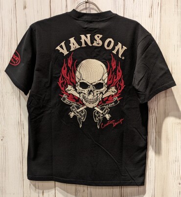 【VANSON】METHOD限定 スカル ファイアーTシャツ