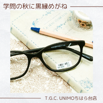 学問の秋に黒縁メガネ