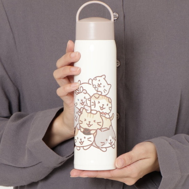 ふくふくにゃんこ むぎゅっとにゃんこハンドル付きステンレスボトル500ml