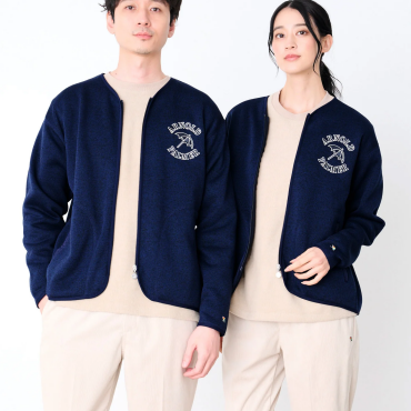 【 ニットフリース シェア ジップカーディガン 】