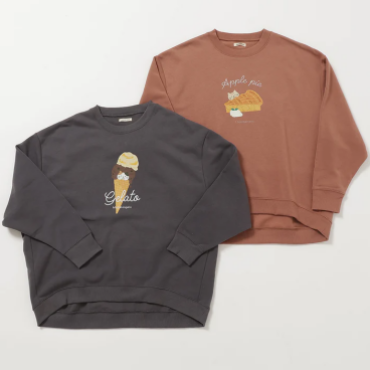 ふくふくにゃんこ プリントスウェットワイドトレーナー