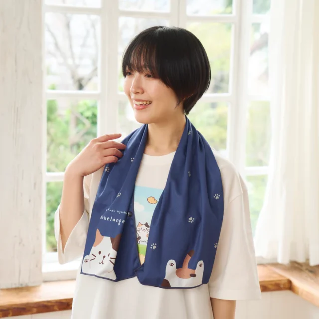 ふくふくにゃんこ クールメーカー冷却 ロングタオル